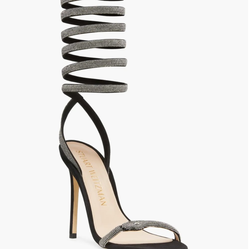 Stuart Weitzman Lilith Crystal 110 Sandal in Black & Crystal size 7